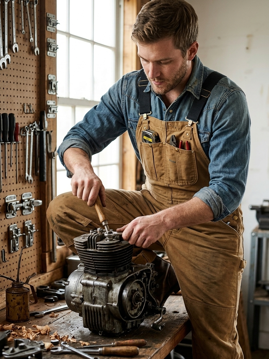 Vintage Duck Latzhose Aus Strapazierfähigem Canvas Für Herren Mit Verstellbaren Trägern Und Praktischen Taschen