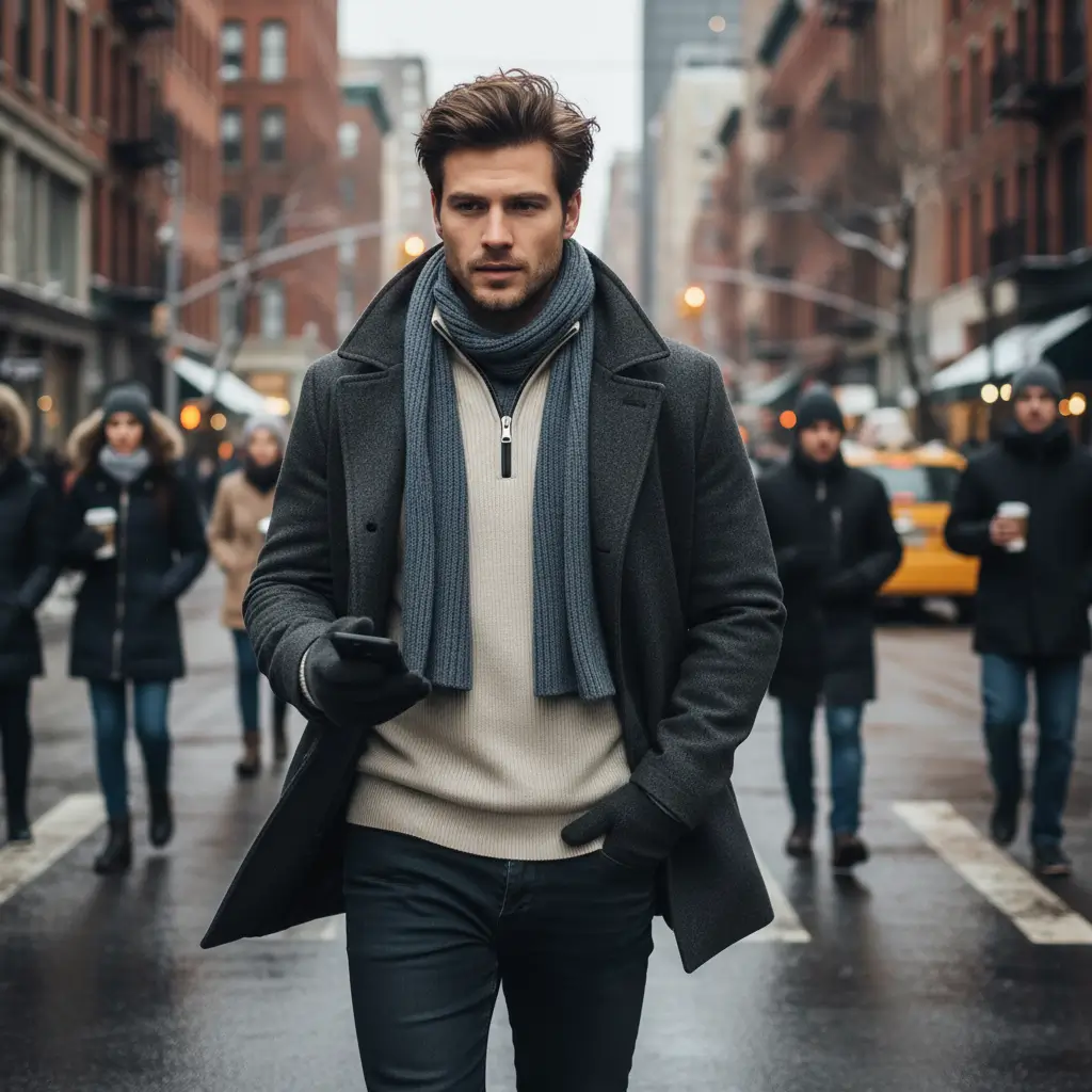 Herren Pullover Mit Gerippten Bündchen