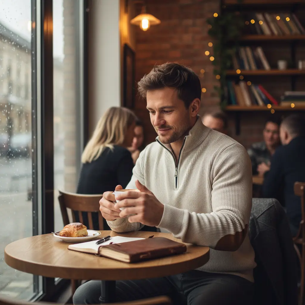 Herren Pullover Mit Gerippten Bündchen