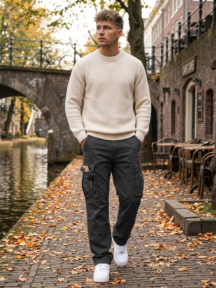 Herren Stretch-Cargohose mit mehreren Taschen für Herbst & Alltag