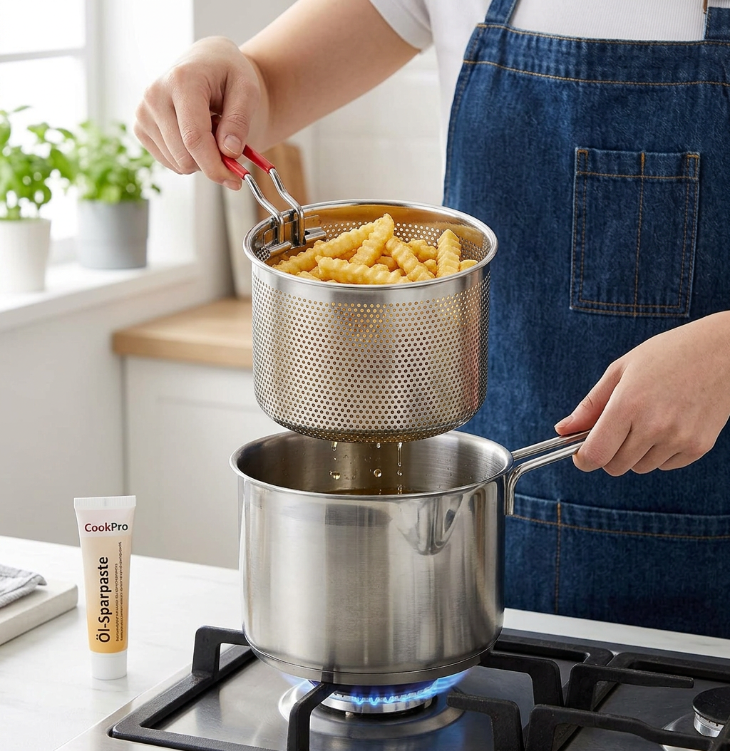 CookPro - Kompaktes Fritteusen-Set mit Öl-Sparpaste