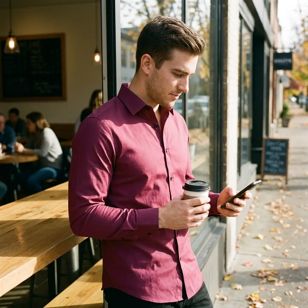 Herrenhemd mit Stretch, Atmungsaktivem Stoff und Knitterarmem Finish für den Herbst