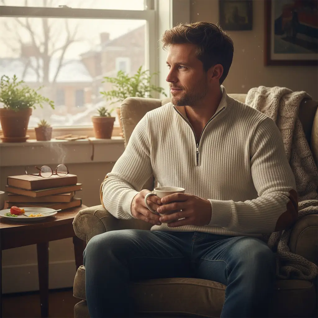 Herren Pullover Mit Gerippten Bündchen
