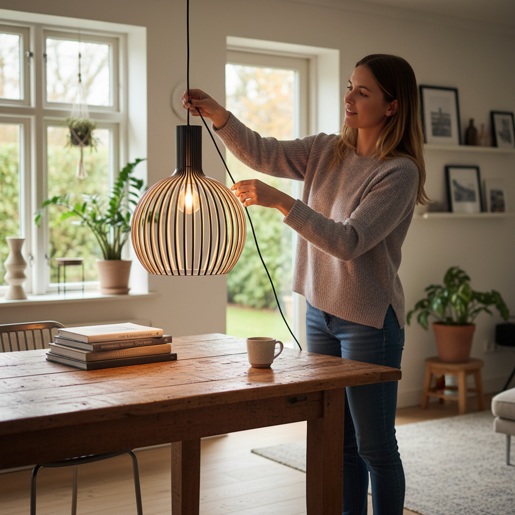 Verstellbare Holz Pendelleuchte – Vintage LED Beleuchtung